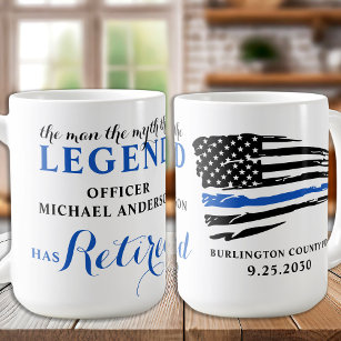 Legend Has Retired Thin Blue Line Personalised Coffee Mug