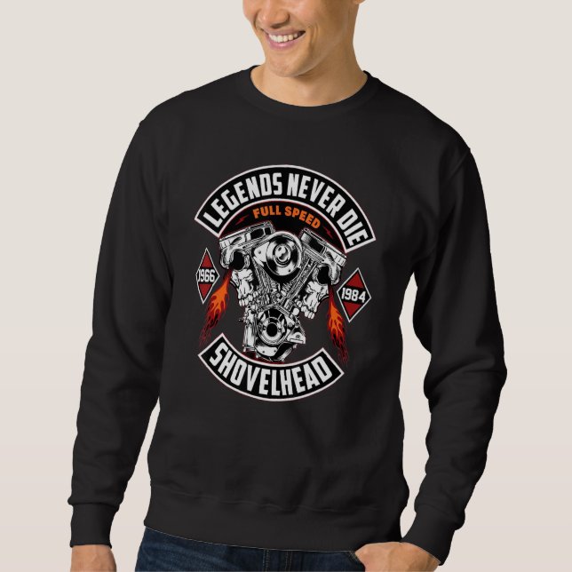 Legend Never Die Skull Mechanic Engine Sweatshirt (Front)
