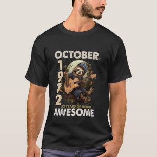 Legend October 1972 52nd Bday Classic Cat Music 52 T-Shirt