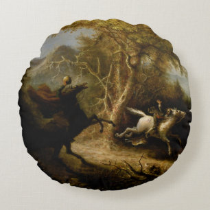 Legend of Headless Horseman Halloween Ghost Round Cushion