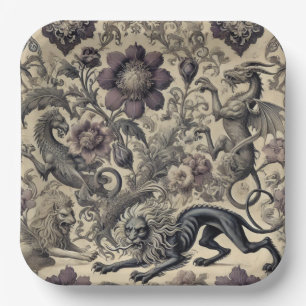 Legend of the Gilded Guardians — Gothic Victorian Paper Plate
