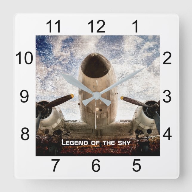 Legend of the sky customisable square wall clock (Front)