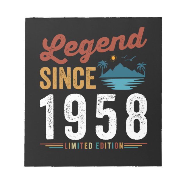 Legend Since 1958 Birthday Retro Vintage Notepad (Front)