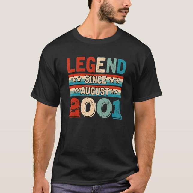 Legend Since August 2001 Retro 21 Years Old 21th B T-Shirt (Front)