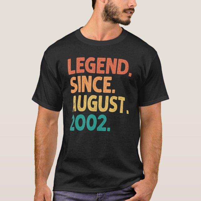 Legend Since August 2002 20 Years Old 20th Birthda T-Shirt (Front)