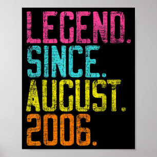 Legend Since August 2006 Bday Gifts 16th Birthday Poster