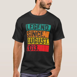 Legend Since August 2013 9Th Birthday Retro 9 Year T-Shirt
