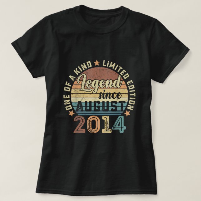 Legend Since August 2014 8th Birthday Gift 8 Years T-Shirt (Design Front)