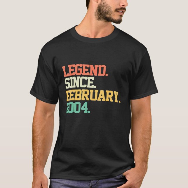 Legend Since February 2004 18th Birthday 18 Years  T-Shirt (Front)