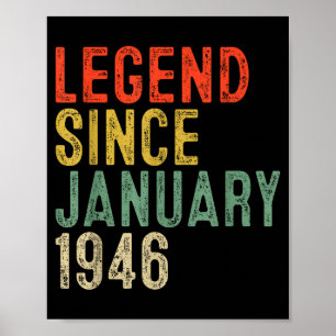 Legend Since January 1946 80th Birthday Gifts 80 Y Poster