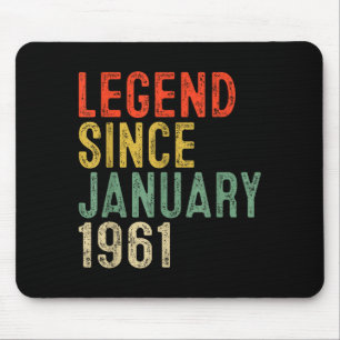 Legend Since January 1961 65th Birthday Gifts 65 Y Mouse Pad