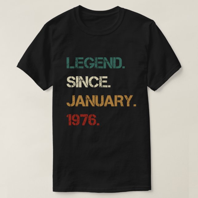 Legend Since JANUARY 1976 T-Shirt (Design Front)
