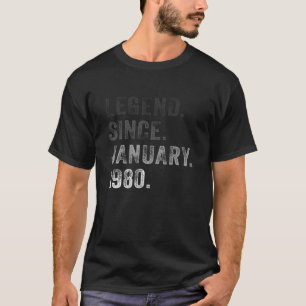 Legend Since January 1980 Tee 42Nd Birthday Gift R