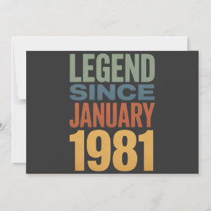 Legend Since January 1981 Retro Birthday Classic Magnetic Invitation