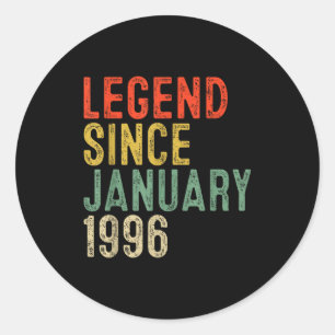 Legend Since January 1996 30th Birthday 30 Year Ol Classic Round Sticker