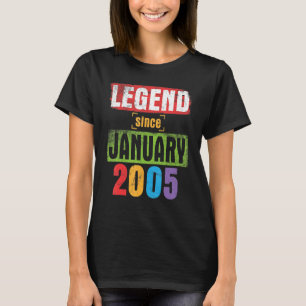 Legend Since January 2005 Happy Birthday 18 Years T-Shirt