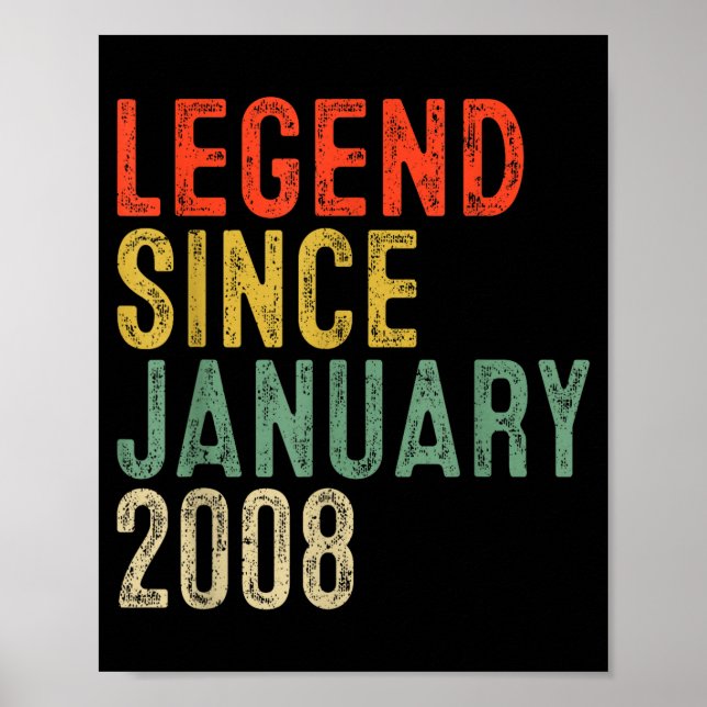 Legend Since January 2008 18th Birthday 18 Year Ol Poster (Front)