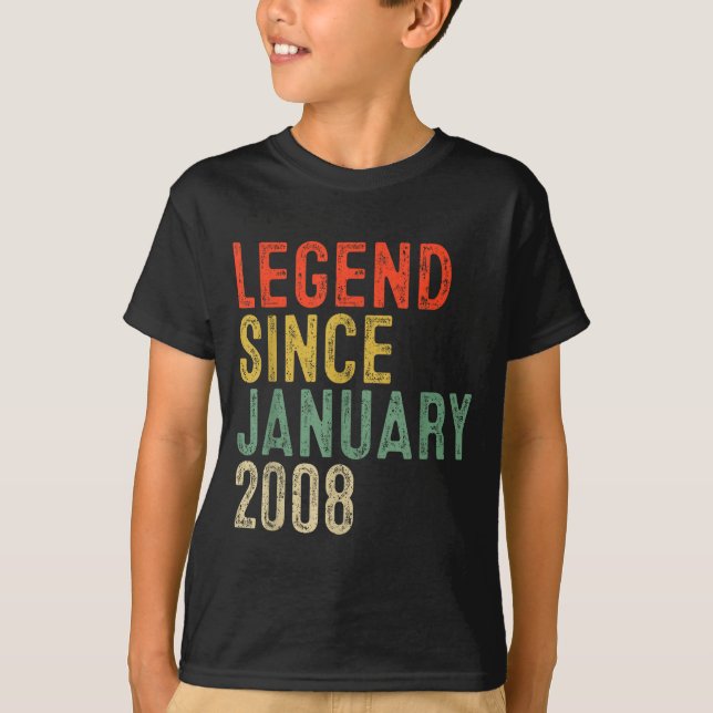 Legend Since January 2008 18th Birthday 18 Year Ol T-Shirt (Front)