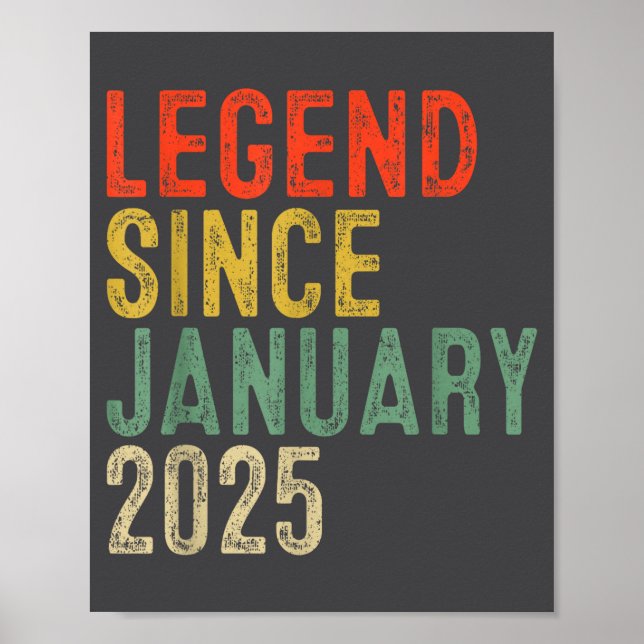 Legend Since January 2025 1st Birthday 1 Year Old  Poster (Front)