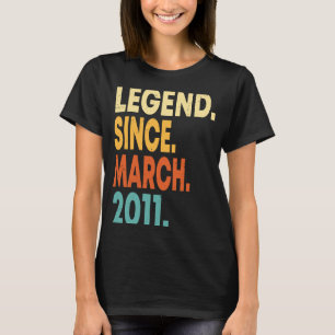 Legend Since March 2011 Boy Girl 12 Years Old 12th T-Shirt