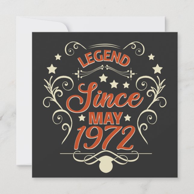 Legend Since May 1972. 50th birthday sayings Save The Date (Front)
