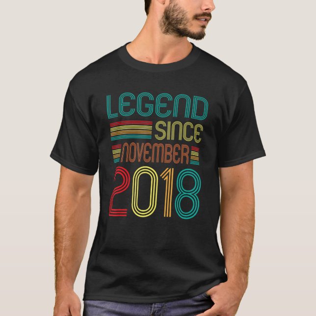 Legend Since November 2018 Retro 4 Years Old 4th B T-Shirt (Front)