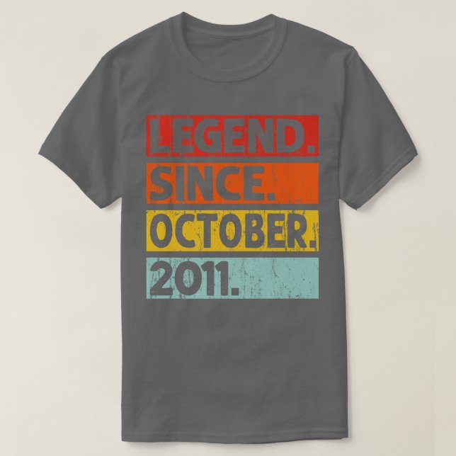 Legend Since October 2011 11th Birthday 11 Years O T-Shirt (Design Front)