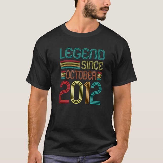Legend Since October 2012 10th Birthday Retro 10 Y T-Shirt (Front)