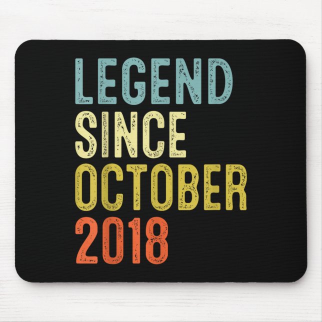Legend Since October 2018 7th Birthday 7 Year Old  Mouse Pad (Front)