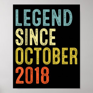 Legend Since October 2018 7th Birthday 7 Year Old  Poster