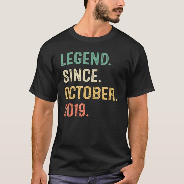 Legend Since October 2019 3rd Birthday  3 Years Ol T-Shirt (Front)