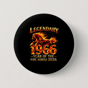 Legendary 1966 fire horse 60th birthday 2026 6 cm round badge
