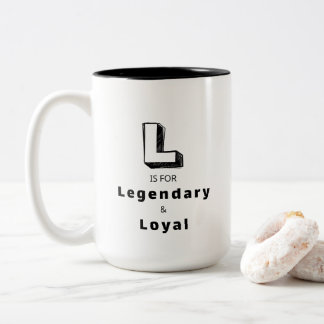 Legendary and Loyal L - Personalised Luxury Praise Two-Tone Coffee Mug
