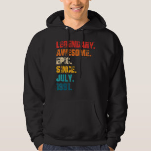 Legendary Awesome Epic Since July 1991 Retro Style Hoodie