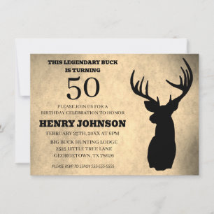 Legendary Buck 50th Birthday Hunting Invitation