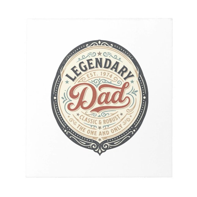 Legendary Dad Vintage Engraving Shirt Design_1 Notepad (Front)
