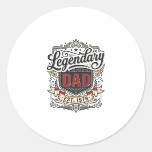 Legendary Dad Vintage Engraving Shirt Design (3)_1 Classic Round Sticker