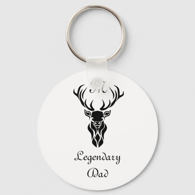 Legendary Dad White Tail Deer Black Silhouette Key Ring (Front)