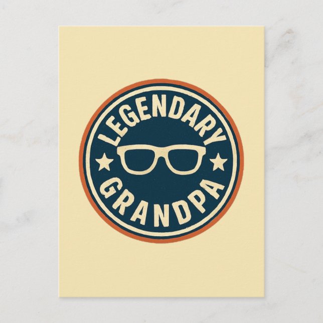 legendary grandpa retro badge postcard (Front)