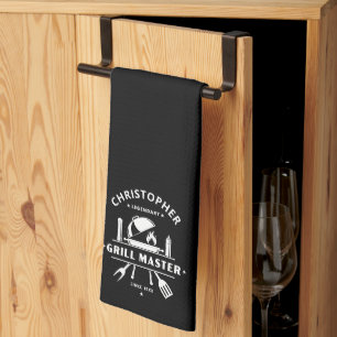Legendary Grill Master Black & White Custom BBQ Tea Towel