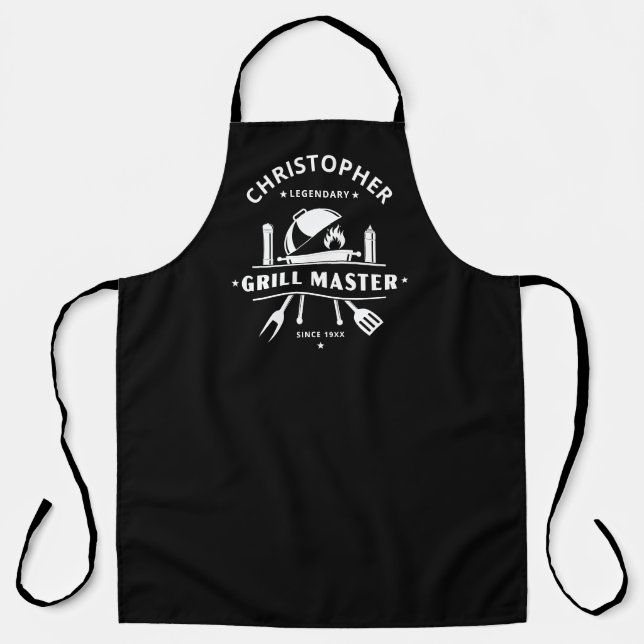 Legendary Grill Master Custom Black & White BBQ Apron (Front)