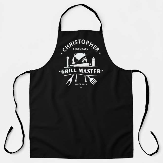 Legendary Grill Master Custom Black & White BBQ Apron (Front)