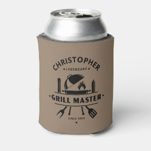 Legendary Grill Master Personalised Name BBQ Badge Can Cooler