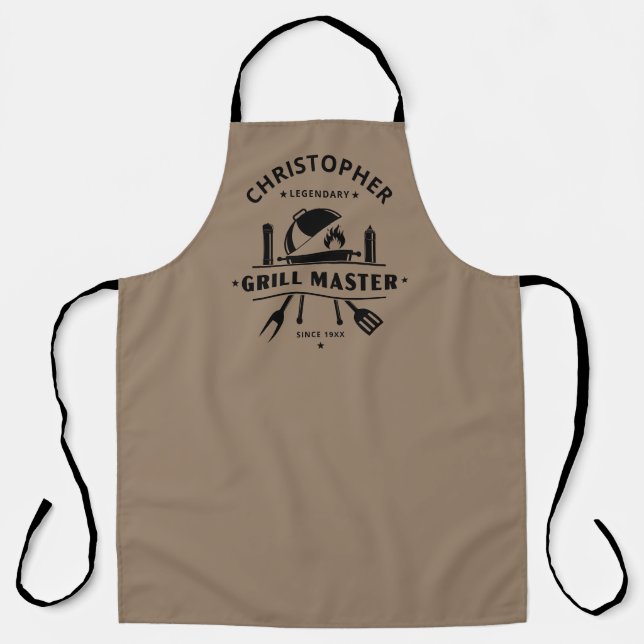 Legendary Grill Master Rustic Brown Custom BBQ Apron (Front)