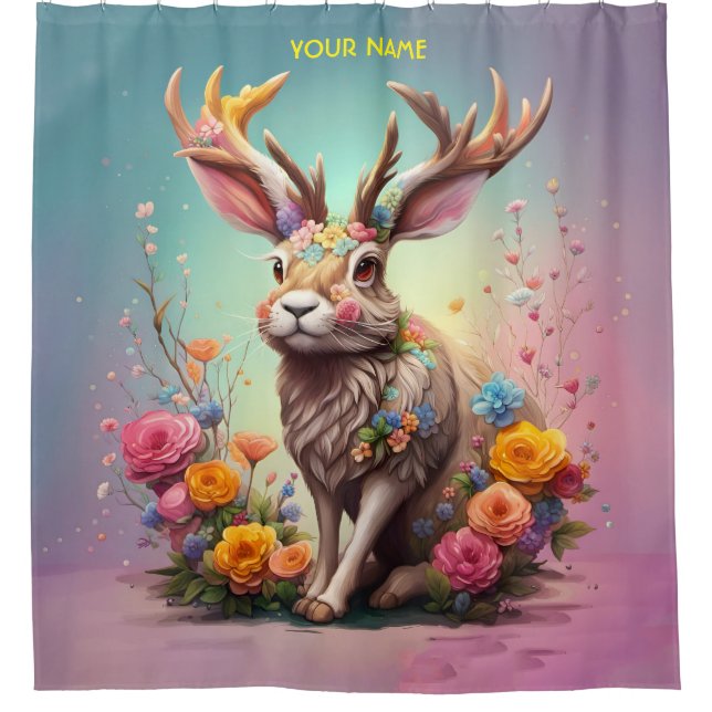 Legendary Jackalope Funny Vintage Retro Scary Shower Curtain (Front)