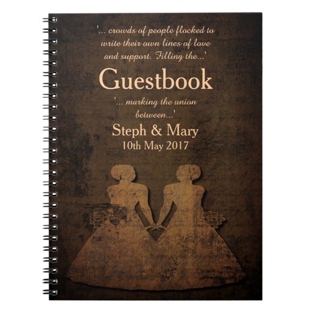 Legendary Love Story Lesbian Wedding Guestbook Spiral Notebook (Front)