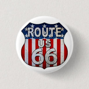 *LEGENDARY ROUTE 66 BADGE/BUTTON* 3 CM ROUND BADGE