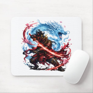 Legendary Samurai & Blue Dragon Mug Japanese War Mouse Pad