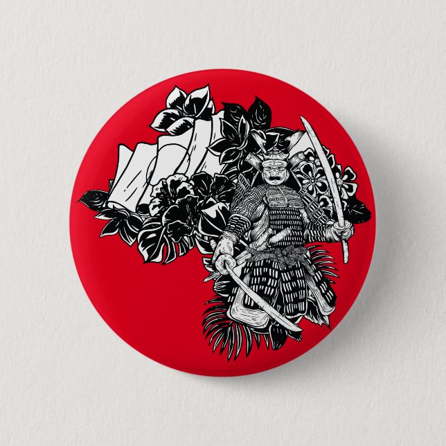 Legendary Samurai Warrior with Katana Design 6 Cm Round Badge (Front)