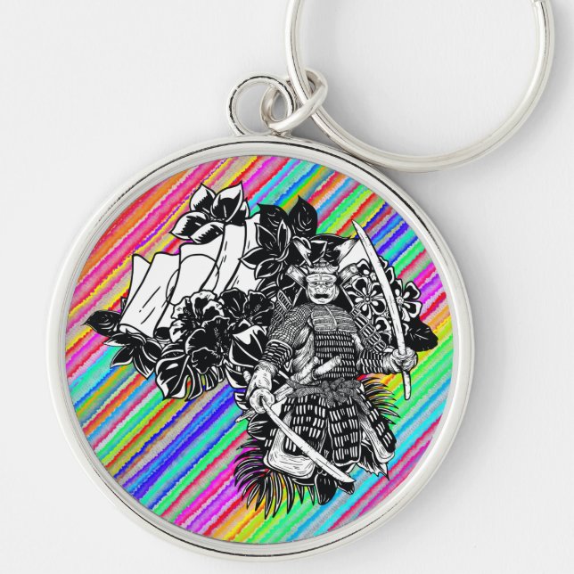 Legendary Samurai Warrior with Katana Design Key Ring (Front)